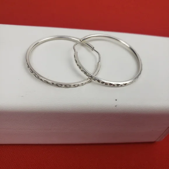 Sterling silver ladies hoop earrings New - Picture 8 of 14